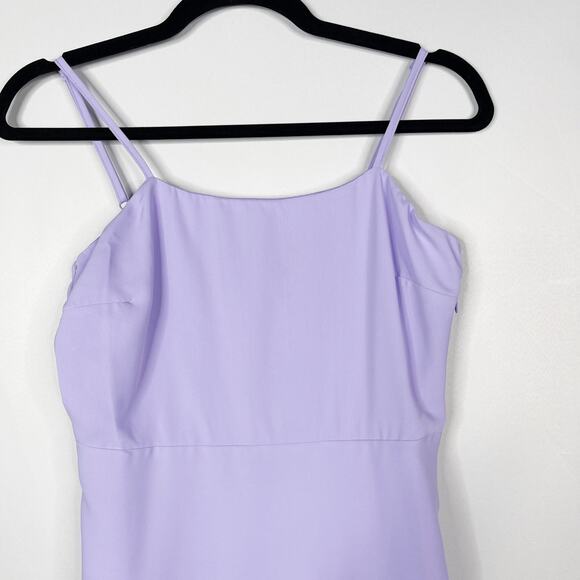 Hyfve Small S Lilac Purple Tie Back Mini Dress Front Slit Cocktail Square Neck - Picture 3 of 9